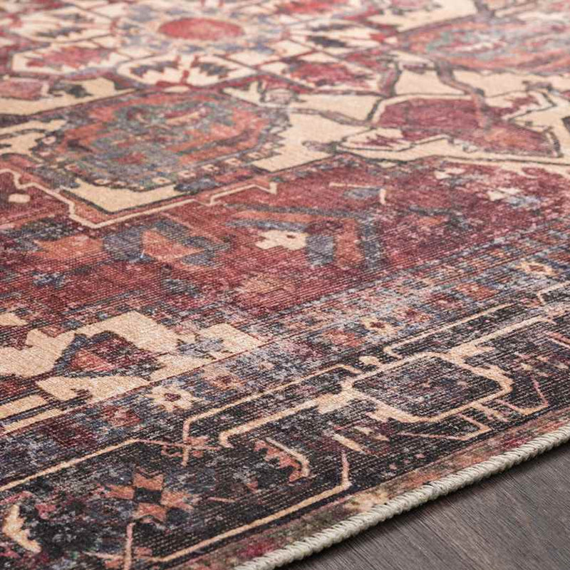 Rome Traditional Rust Washable Area Rug