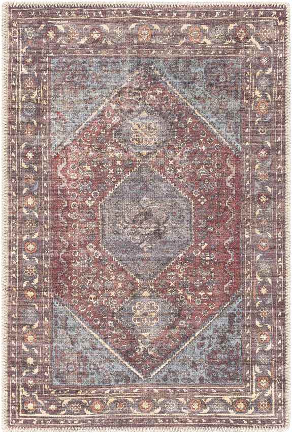 Milan Traditional Dark Plum Washable Area Rug