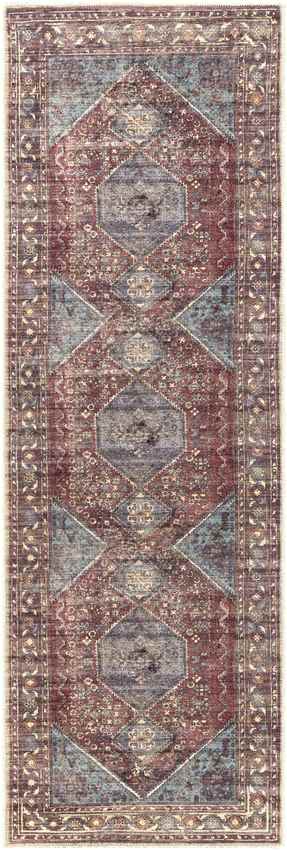 Milan Traditional Dark Plum Washable Area Rug