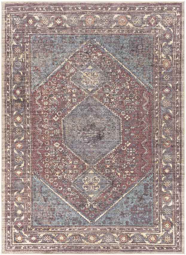 Milan Traditional Dark Plum Washable Area Rug