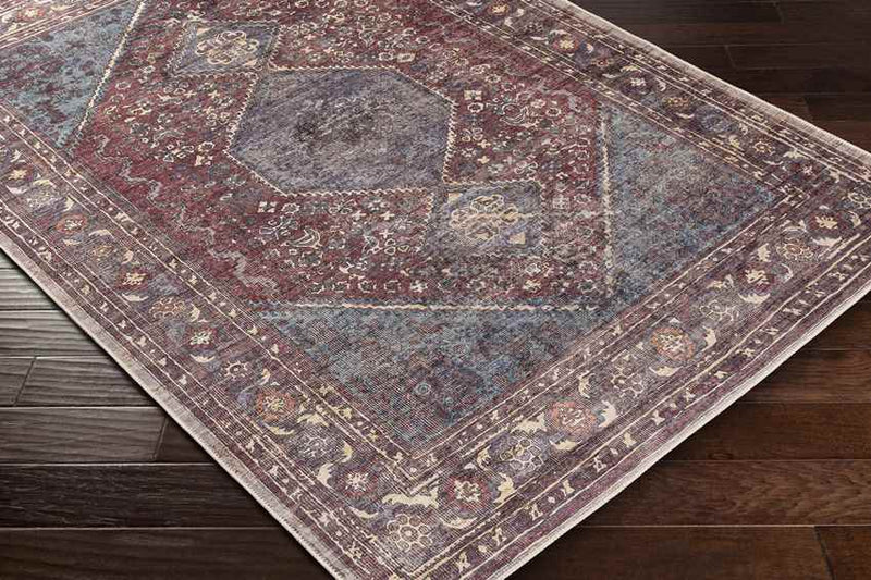 Milan Traditional Dark Plum Washable Area Rug