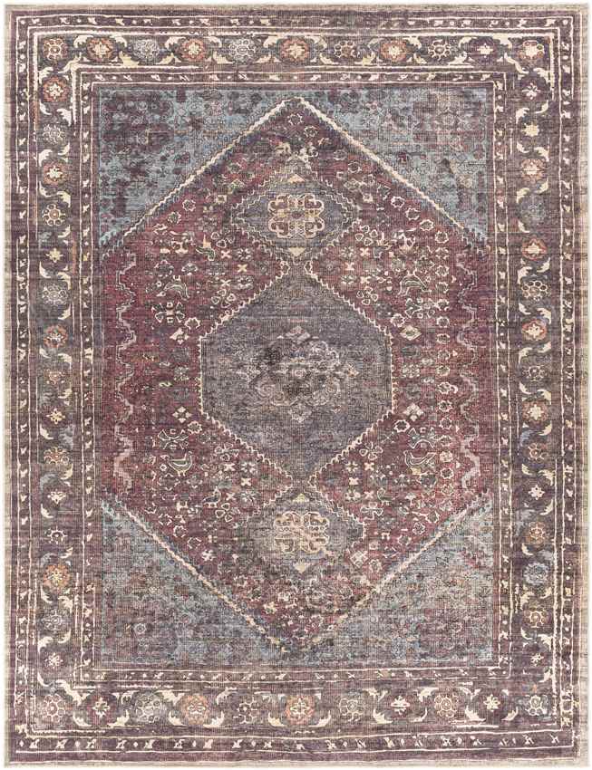 Milan Traditional Dark Plum Washable Area Rug