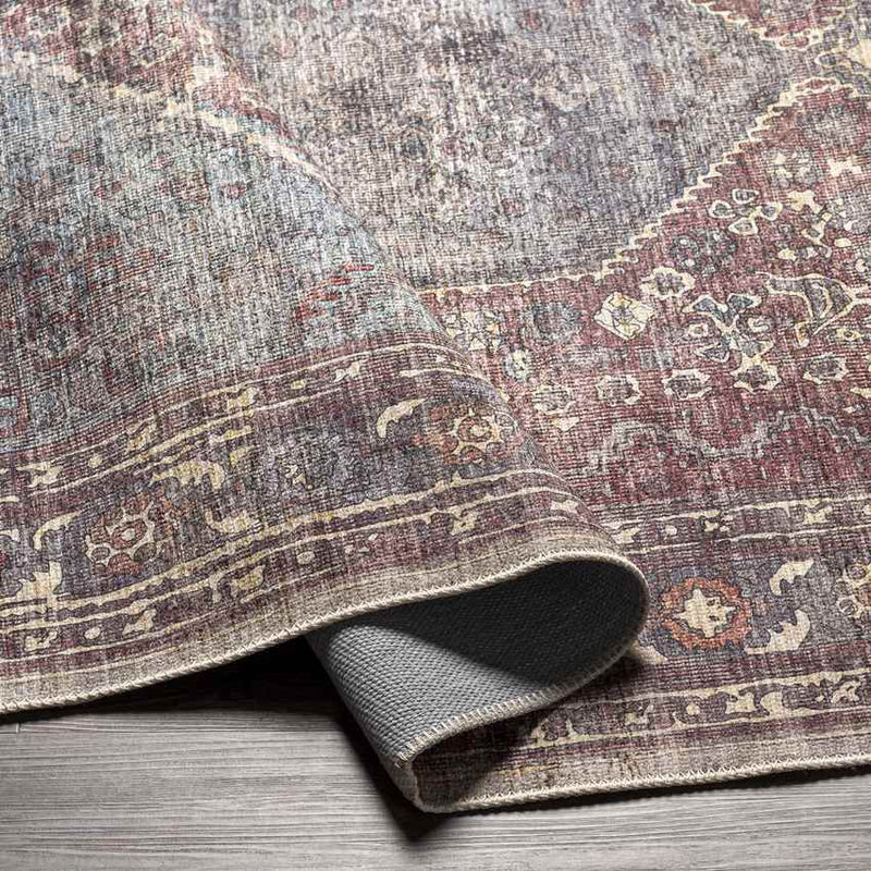 Milan Traditional Dark Plum Washable Area Rug