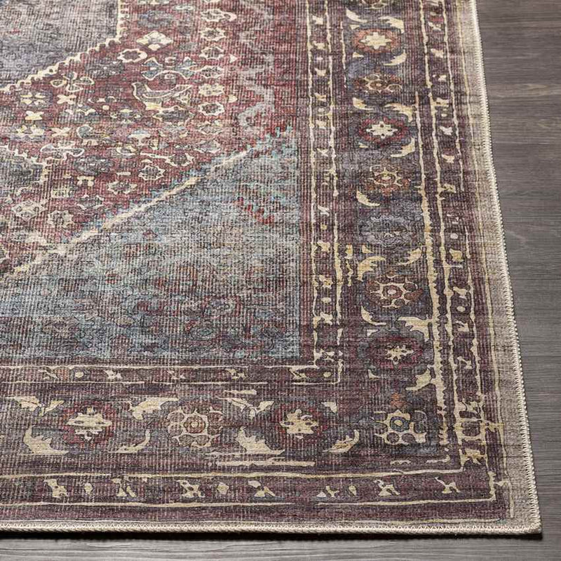 Milan Traditional Dark Plum Washable Area Rug