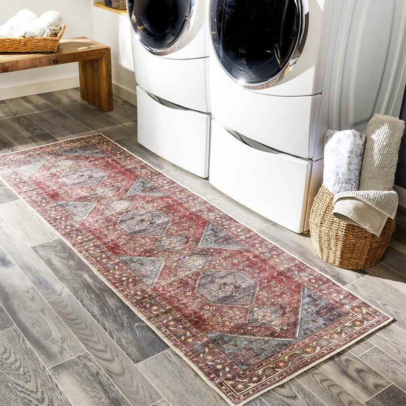 Milan Traditional Dark Plum Washable Area Rug