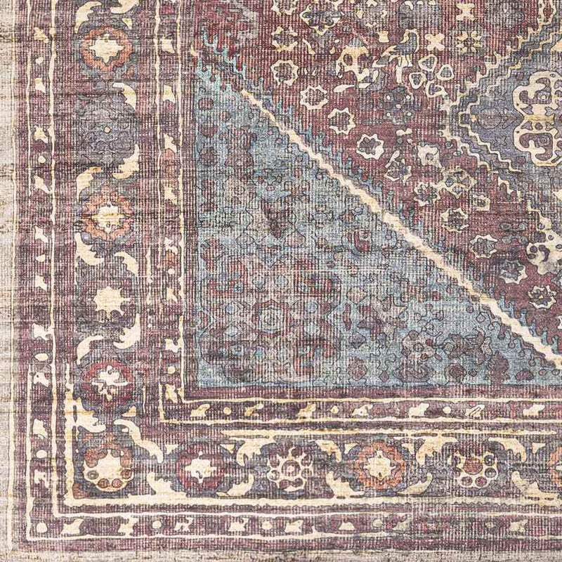 Milan Traditional Dark Plum Washable Area Rug