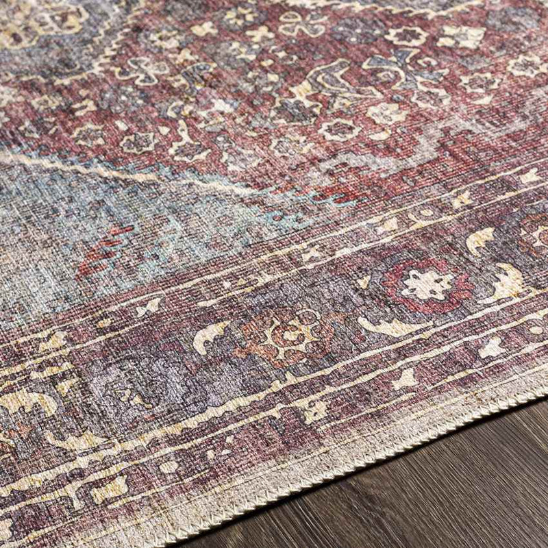 Milan Traditional Dark Plum Washable Area Rug