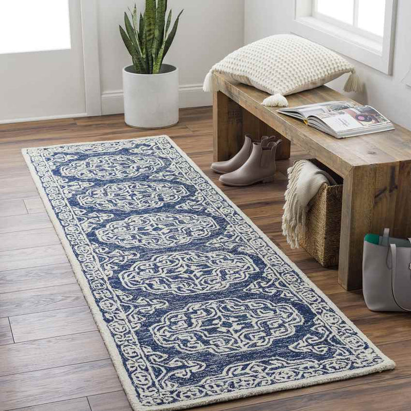 Arezzo Traditional Dark Blue Area Rug