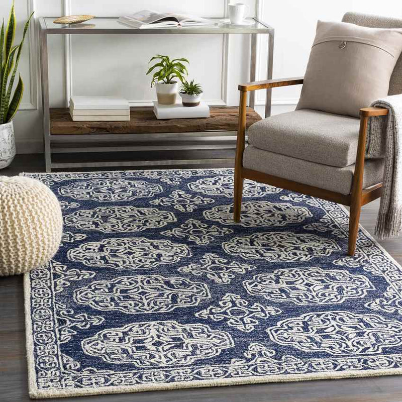 Arezzo Traditional Dark Blue Area Rug