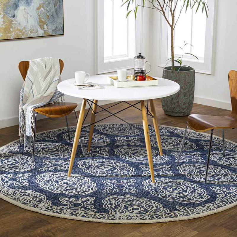 Arezzo Traditional Dark Blue Area Rug