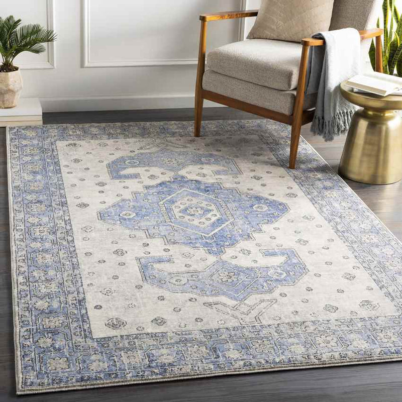 Teramo Traditional Bright Blue Area Rug