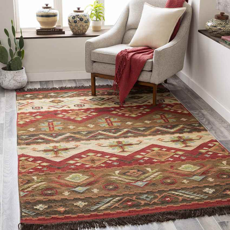 Claudette Rustic Dark Brown Area Rug