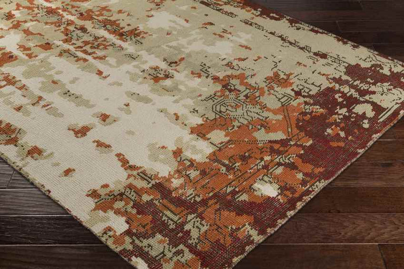 Barren Traditional Bright Orange Area Rug