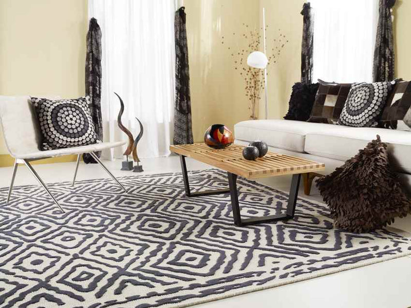 Ashland Modern Black/Tan Area Rug