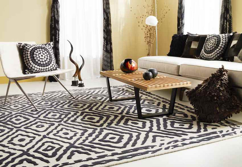 Ashland Modern Black/Tan Area Rug