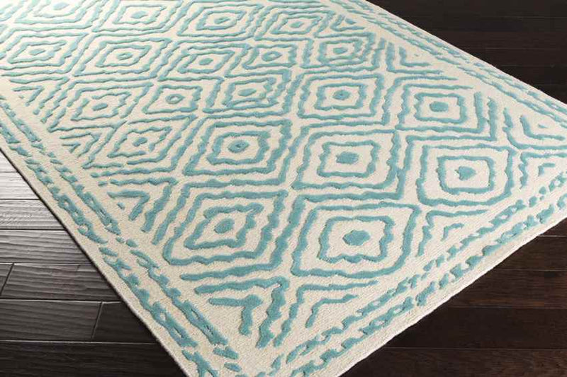 Ashland Modern Teal/Beige Area Rug