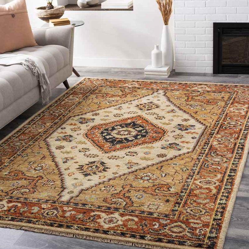 Lauren Traditional Burnt Orange Area Rug