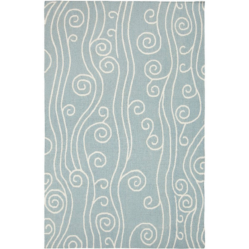 Bleckley Coastal Sky Blue & White Area Rug