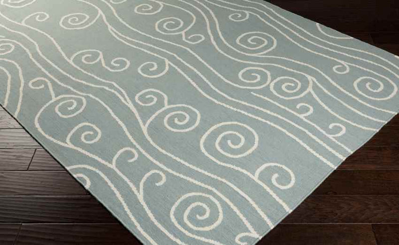 Bleckley Coastal Sky Blue & White Area Rug