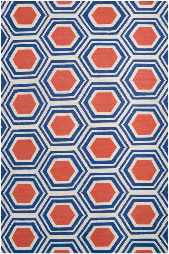 Dutton Modern Blue/Orange Area Rug