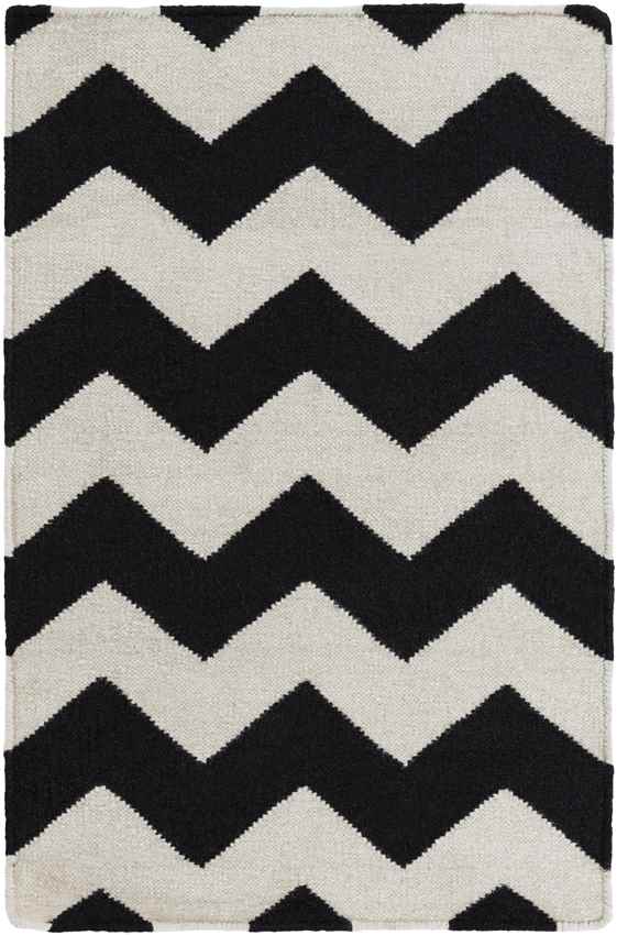 Emanuel Modern Jet Black/Winter White Area Rug