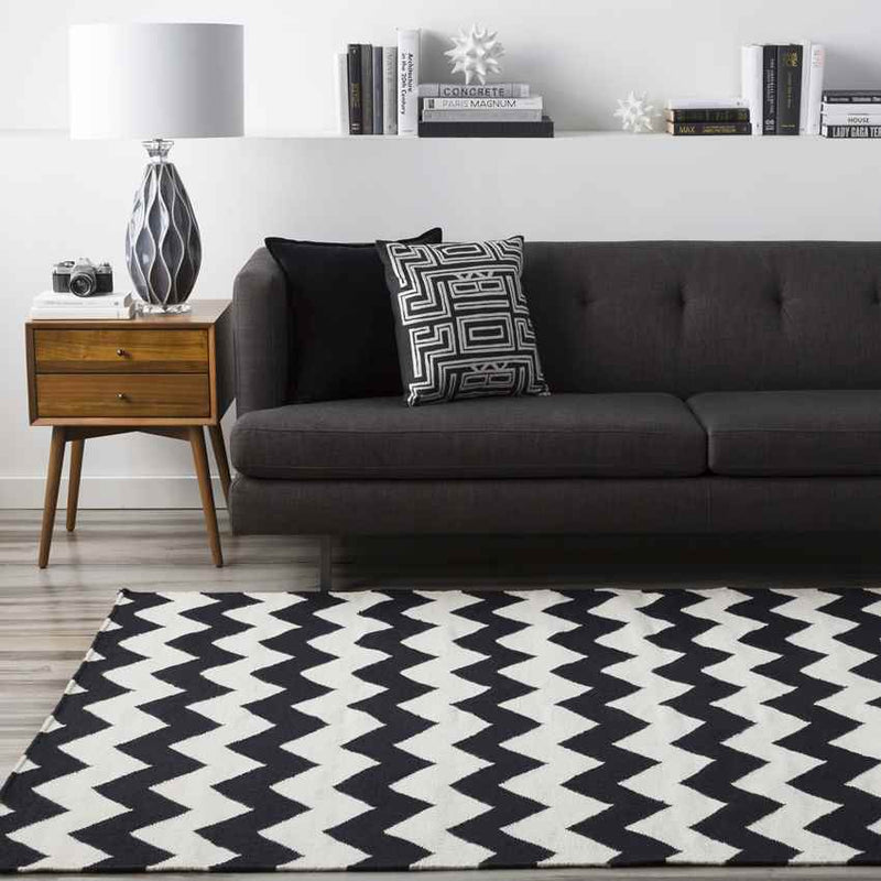 Emanuel Modern Jet Black/Winter White Area Rug