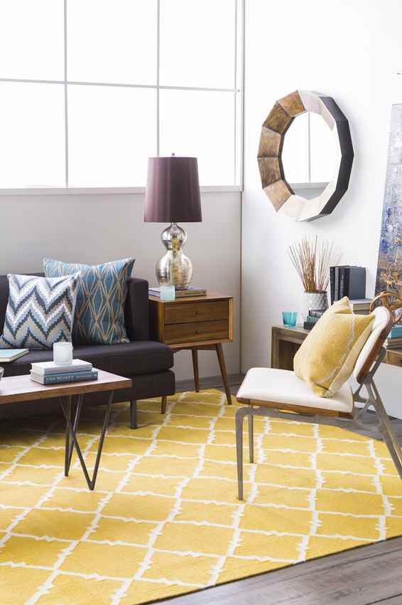 Selwerd Modern Charcoal/Yellow Area Rug