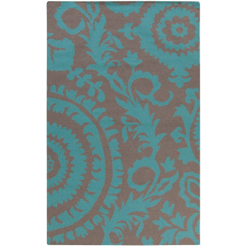 Euharlee Global Turquoise/Mulled Wine Area Rug