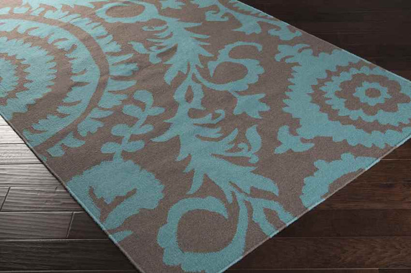 Euharlee Global Turquoise/Mulled Wine Area Rug