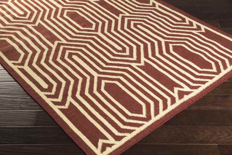 Fairfield Modern Burgundy/White Area Rug