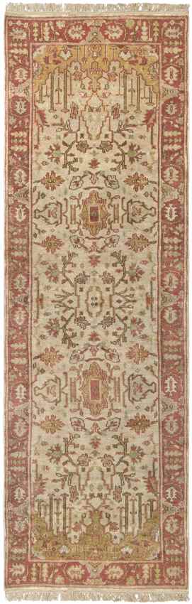 Hindsville Traditional Camel/Dark Red Area Rug