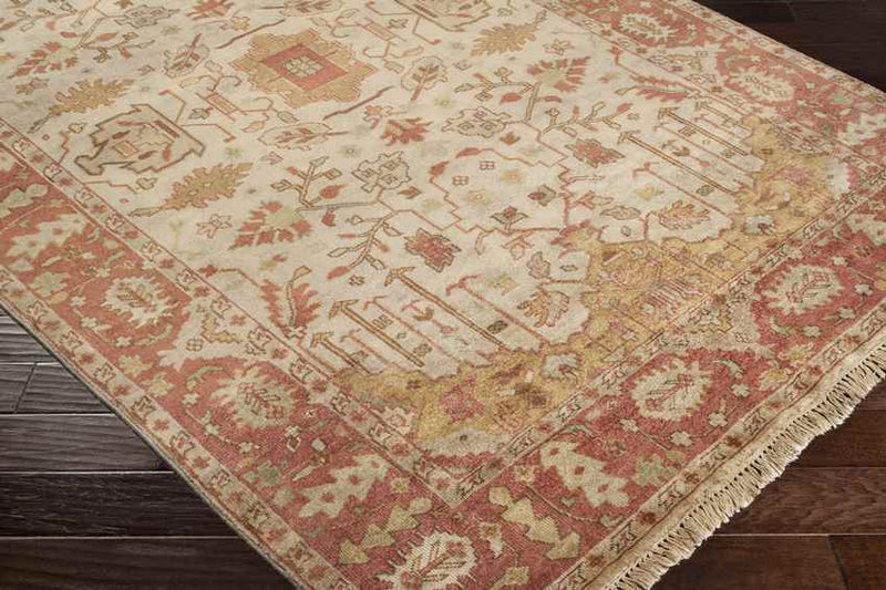 Hindsville Traditional Camel/Dark Red Area Rug