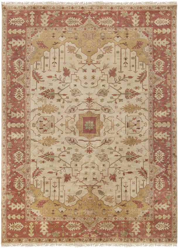 Hindsville Traditional Camel/Dark Red Area Rug