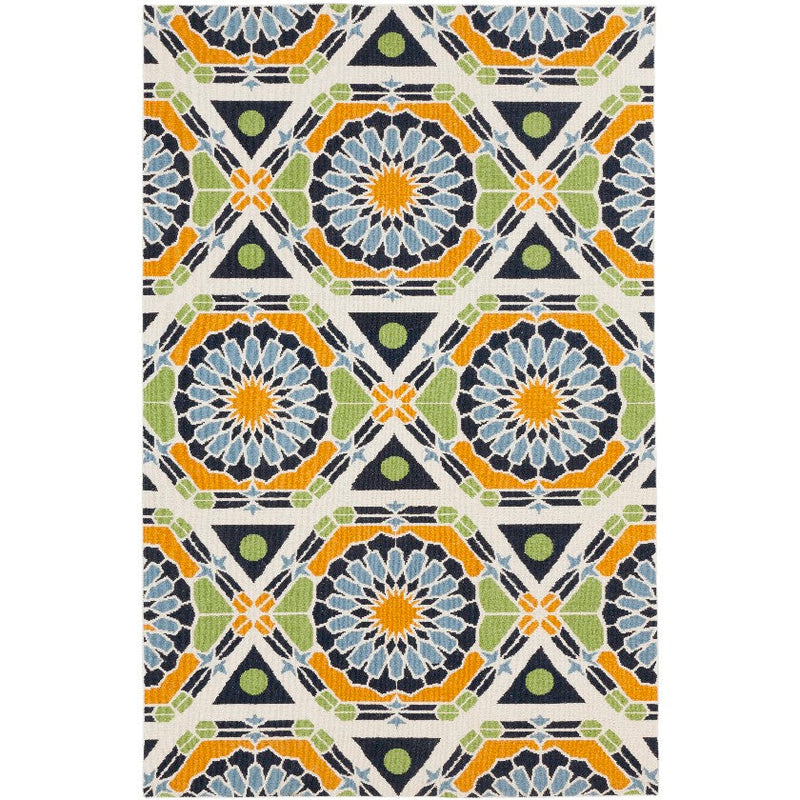 Ignacio Modern Blue/Green/Orange Area Rug