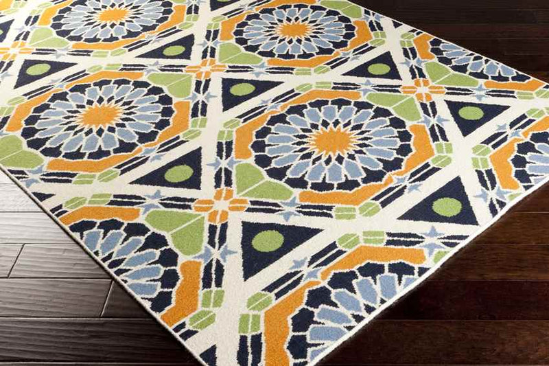 Ignacio Modern Blue/Green/Orange Area Rug