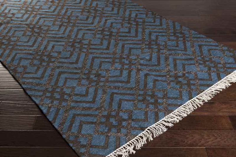 Meeker Modern Cream/Dark Blue Area Rug