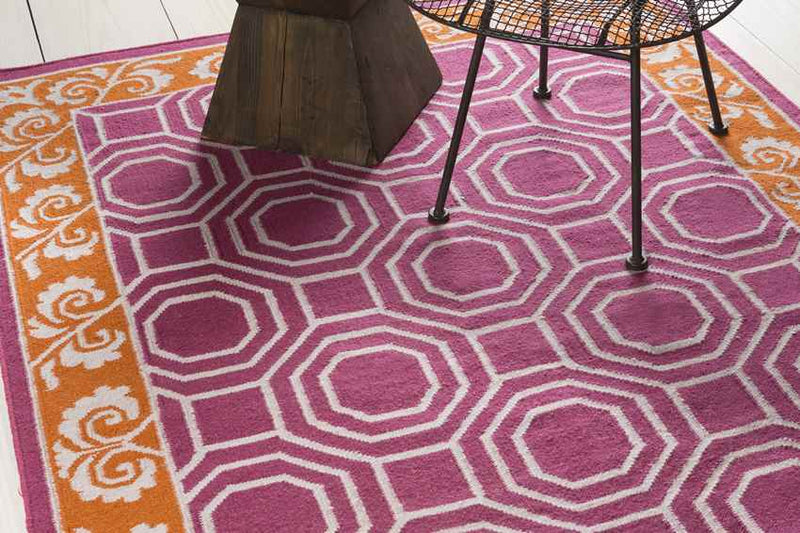 Millry Modern Bright Pink/Burnt Orange Area Rug