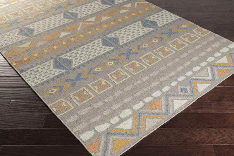 Monticello Global Gray/Blue/Orange Area Rug