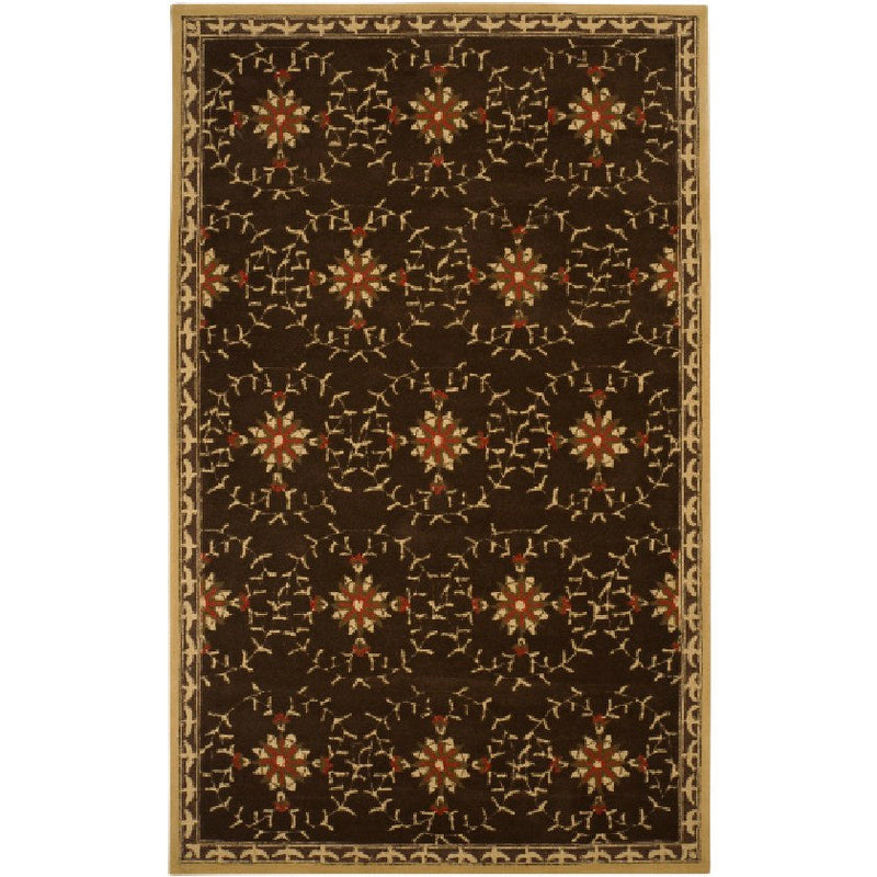 Poulan Traditional Dark Brown Area Rug