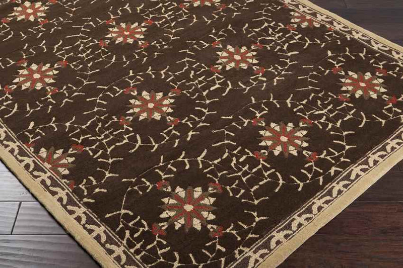 Poulan Traditional Dark Brown Area Rug