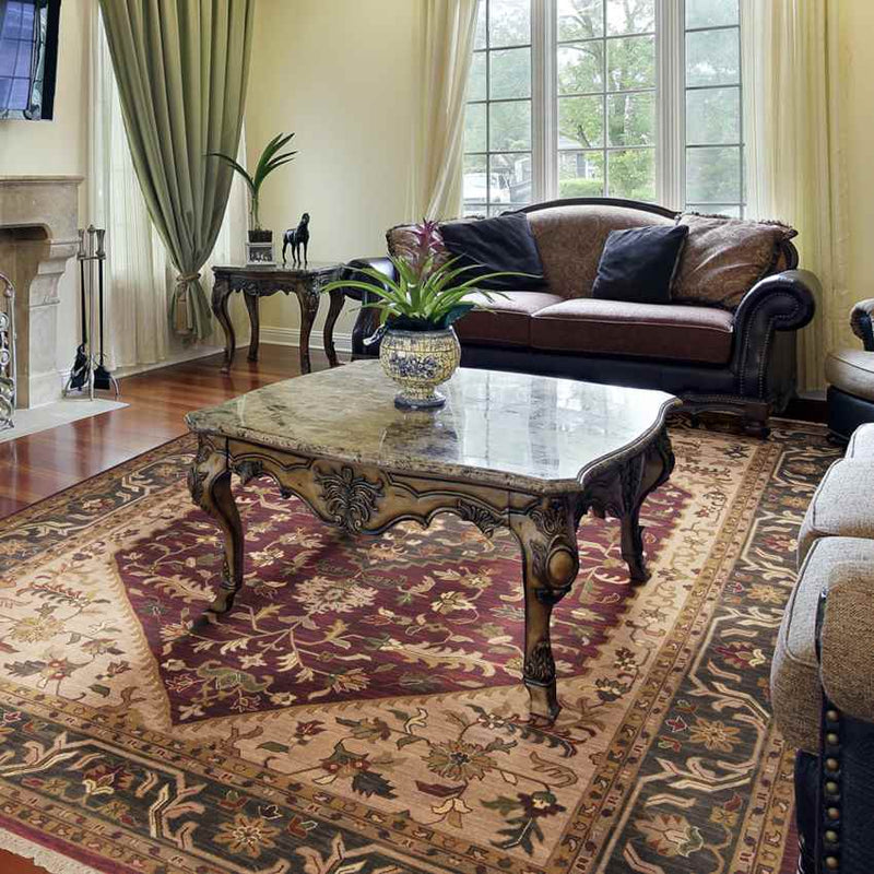 Stuttgart Traditional Coffee/Maroon Area Rug