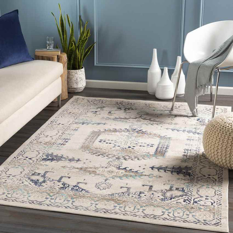 Burford Traditional Aqua Area Rug