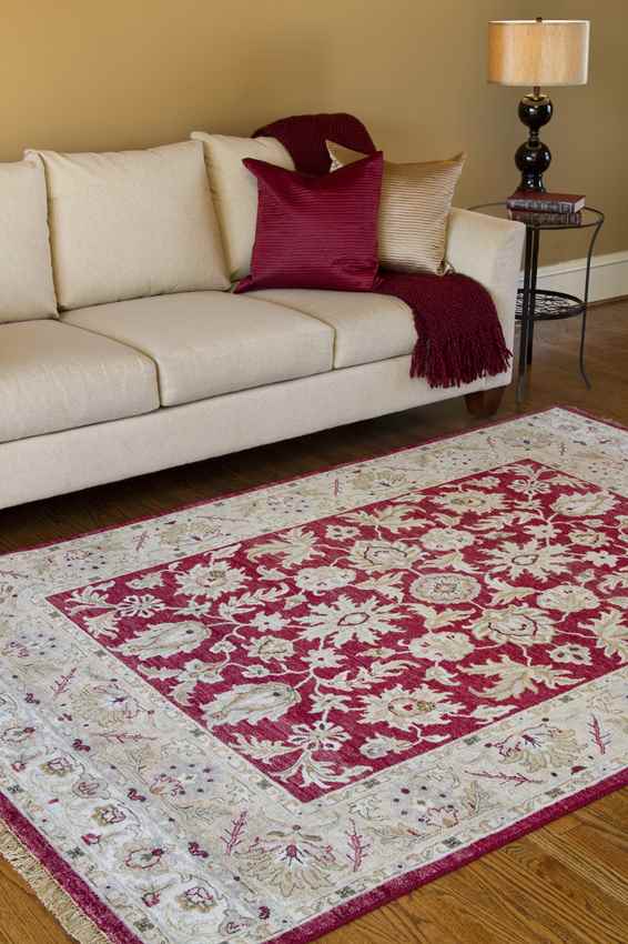 Vienna Traditional Beige/Burgundy Area Rug