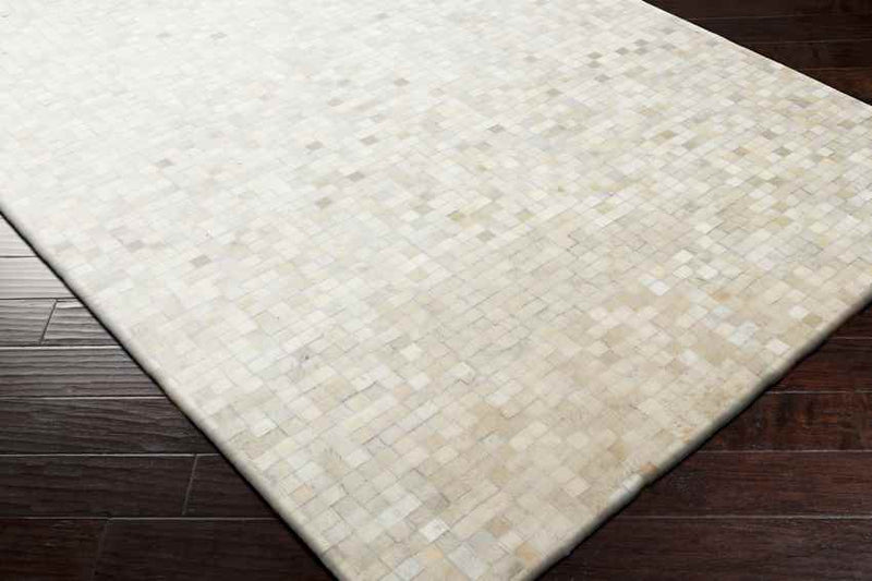 Geras Hide Leather and Fur Ivory Area Rug