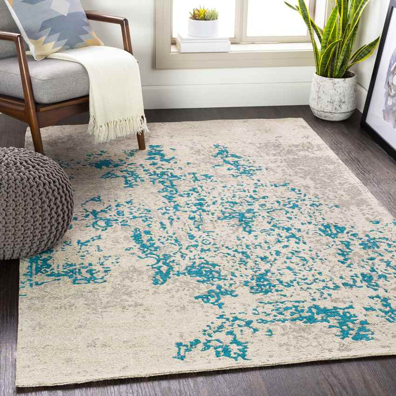 Coalville Modern Teal Blue/Silver Area Rug