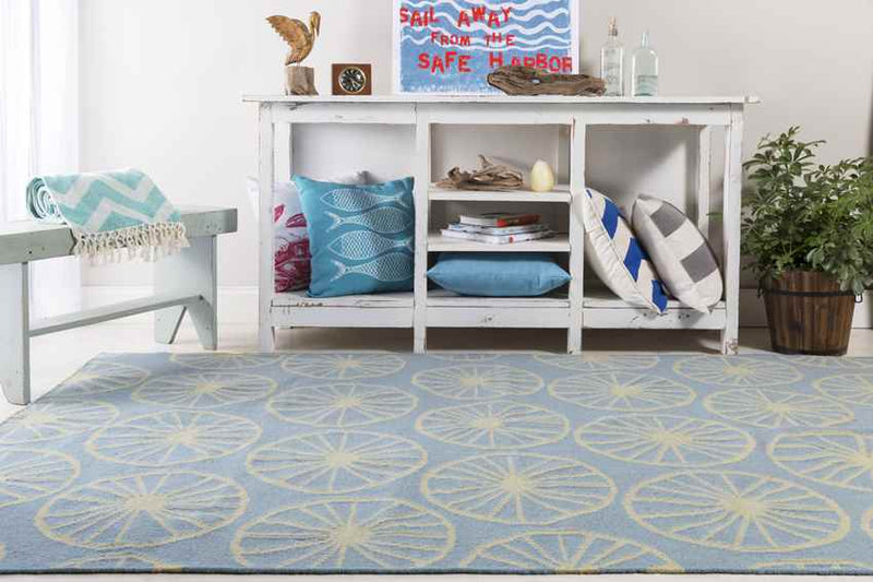 Belknap Coastal Bright Blue/Khaki Area Rug