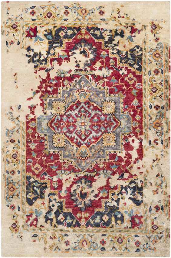 Hingham Traditional Khaki/Dark Red Area Rug