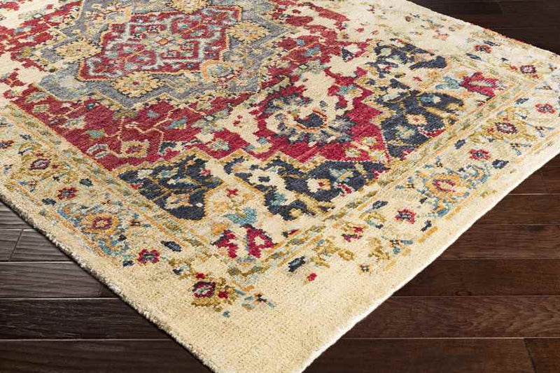 Hingham Traditional Khaki/Dark Red Area Rug