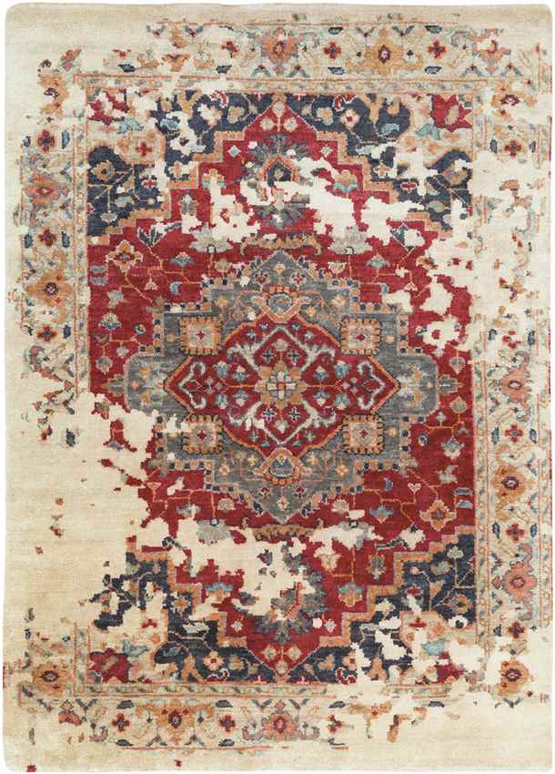 Hingham Traditional Khaki/Dark Red Area Rug