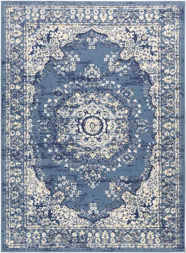 Leek Traditional Navy Area Rug